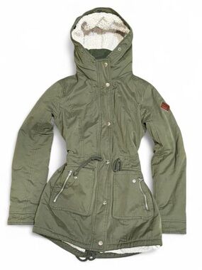 Y2K Hollister California Khaki Sherpa Lined Cinched Parka Jacket